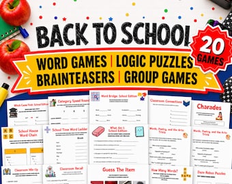 Back to School Brainteasers, Guess the Word, Rebus Challenges, Brain Games, Family Night, Office Groups, Seniors, Teens