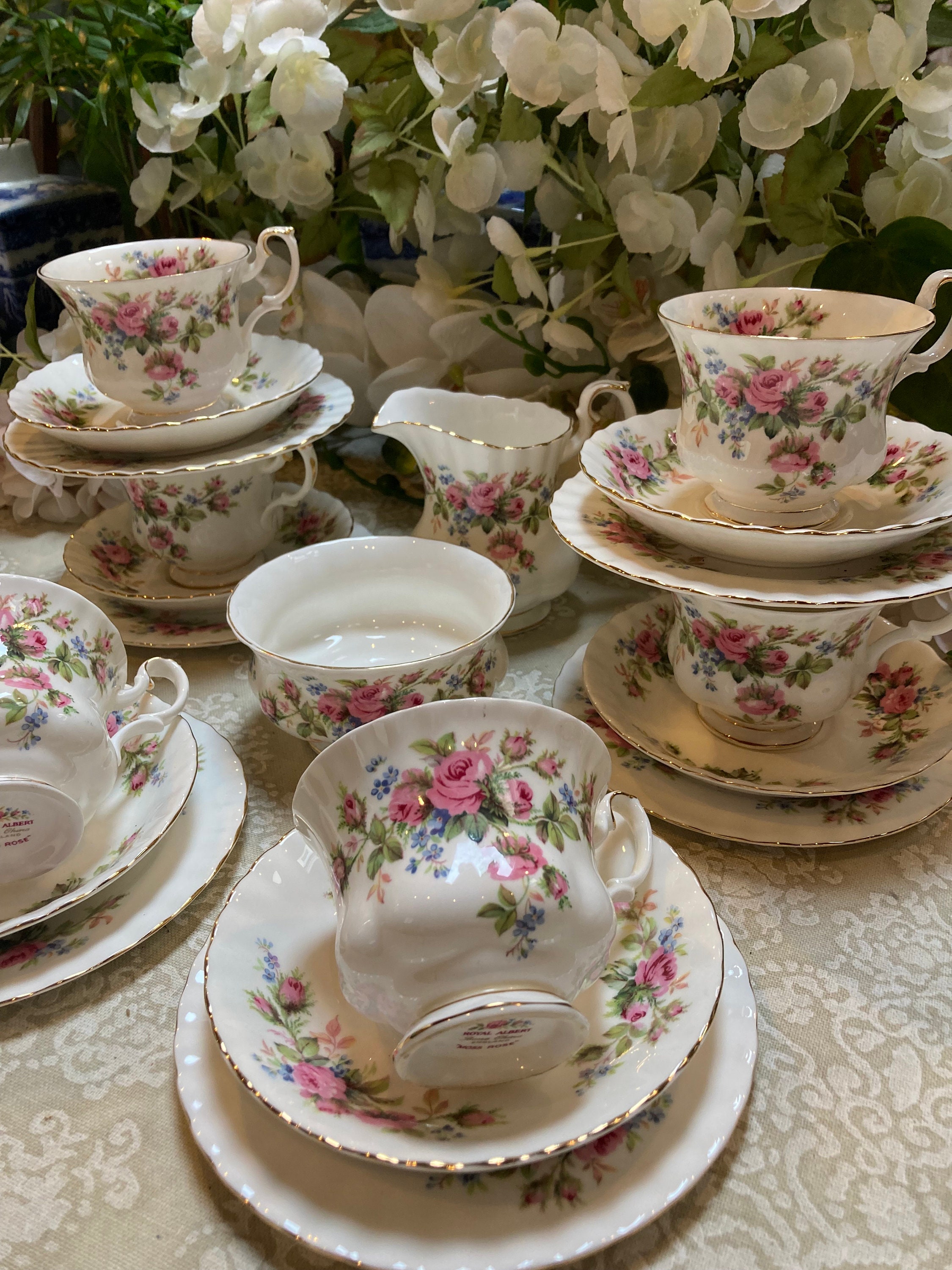 Royal Albert “moss Rose “ Tea Set - Etsy