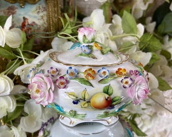 VINTAGE – COALBROOKDALE by COALPORT Flower Encrusted Lidded Pot