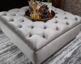 Handmade  Deep Buttoned Footstool /Coffee table