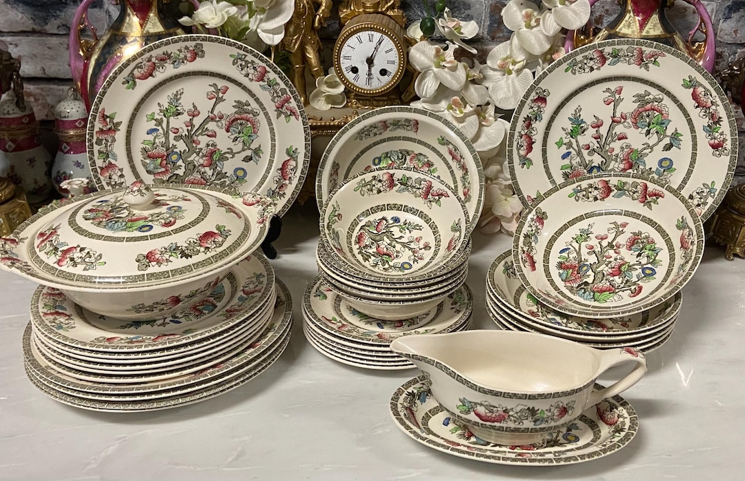 Indian Tree Kitchenware An Antique Indian Tree Dinner Set - Etsy