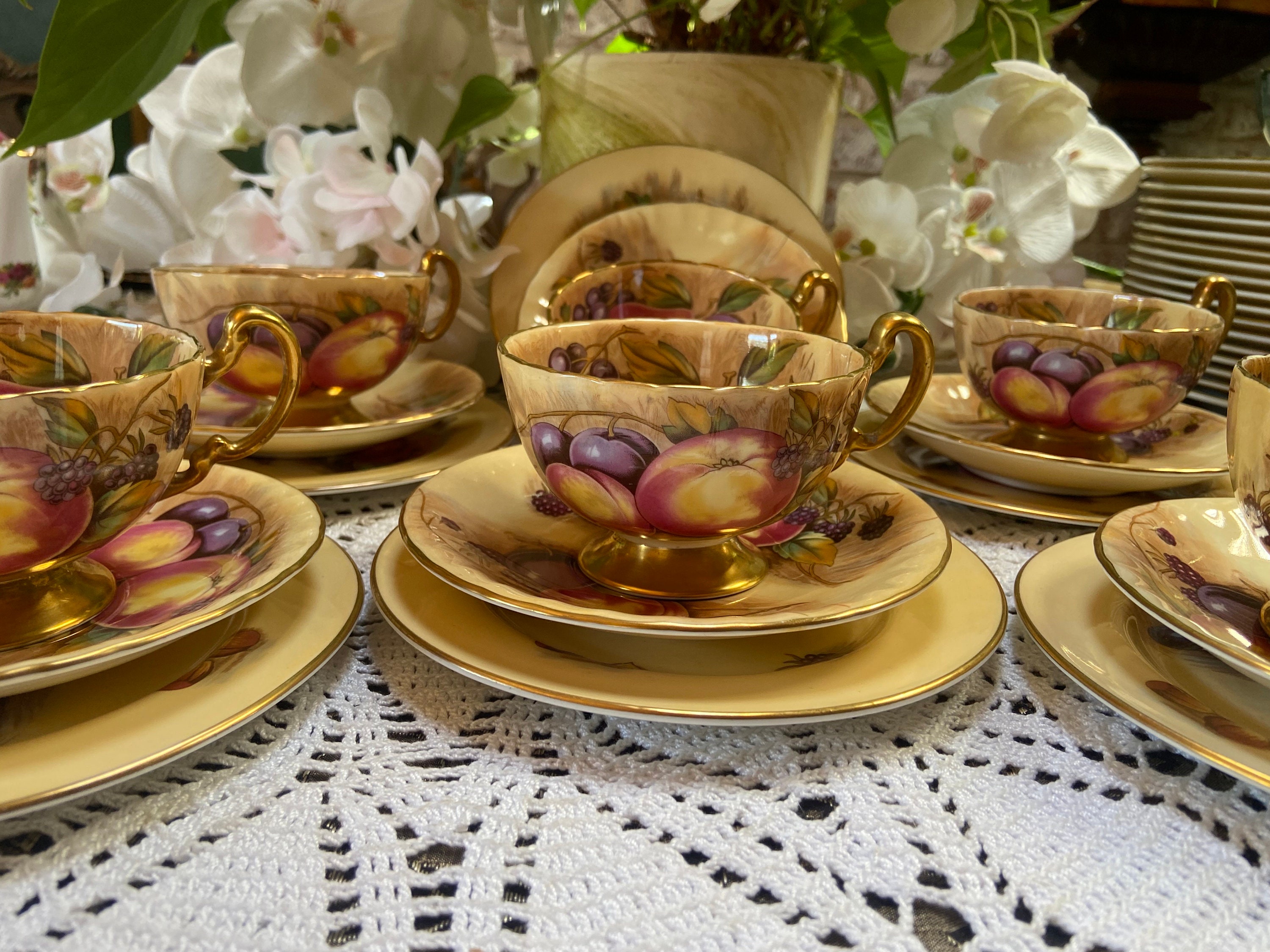 Aynsley Orchard Gold Tea Set - Etsy UK