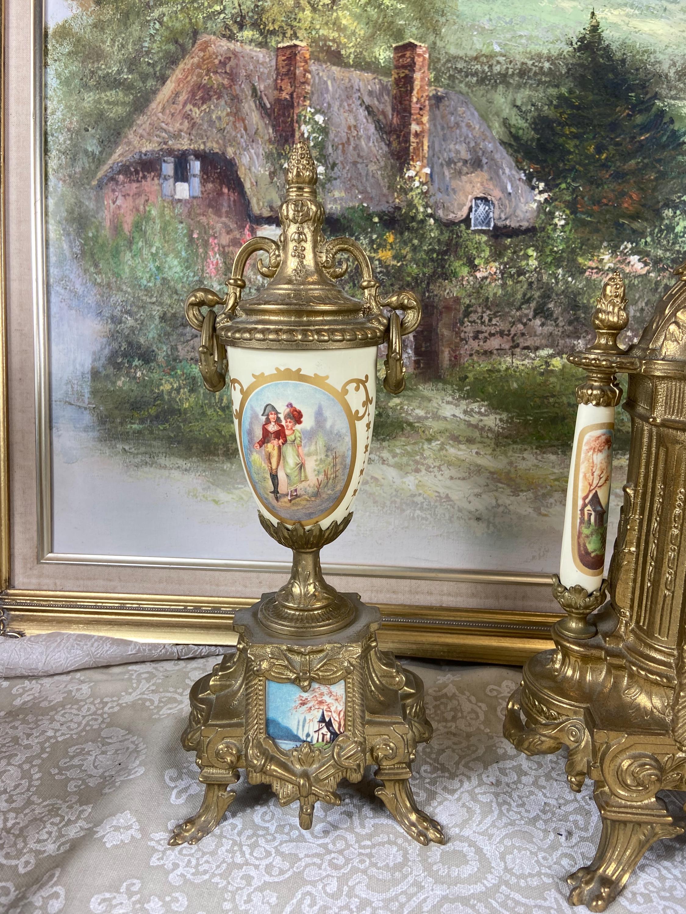 Vintage Franz Hermle Lancini Mantel Clock With Garniture - Etsy