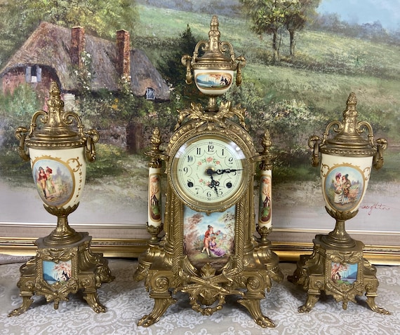 FRANZ HERMLE社 ３５１−０５０Ｈ 114cm/60 Vintage Franz Hermle Lancini Mantel Clock With Garniture - Etsy