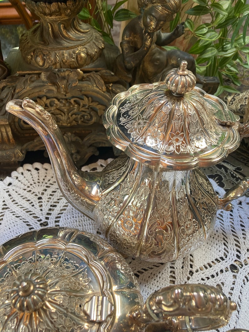 Vintage Silver Plated Tea Set Etsy