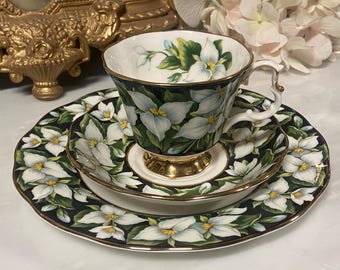 Ein Vintage Royal Albert Provincial Blumen Trillium Tee Trio