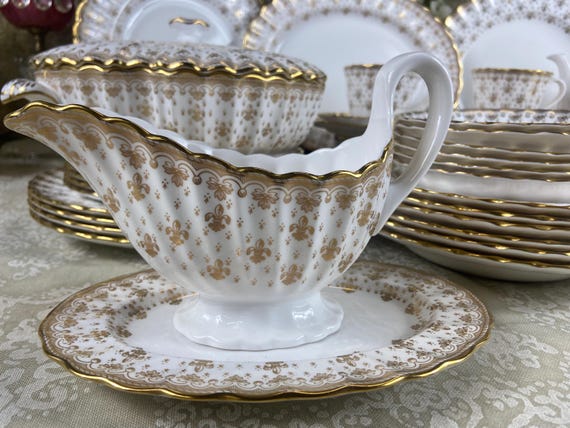 Vintage Spode Fleur De Lys Gold Dinner Set - Etsy