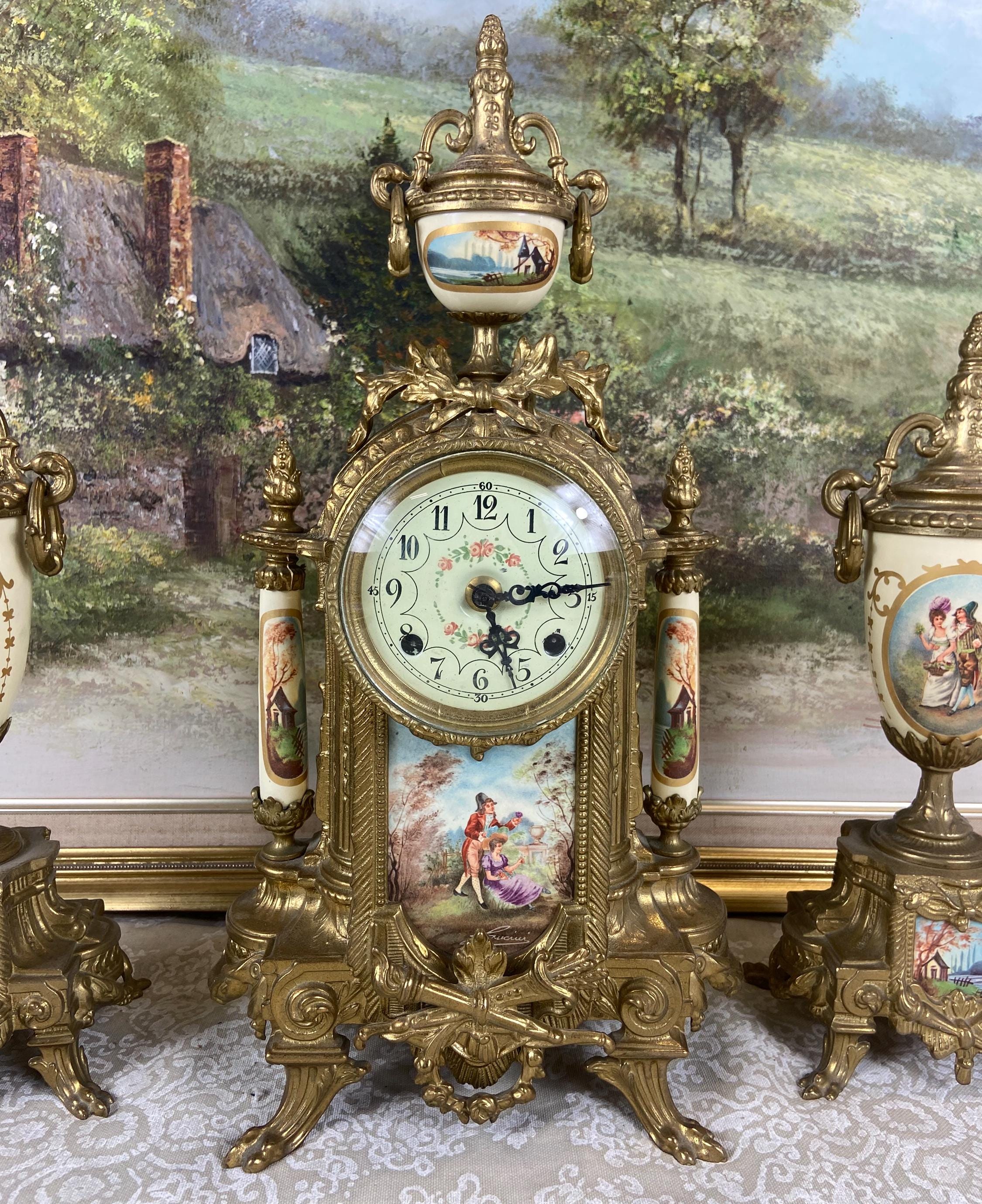 Vintage Franz Hermle Lancini Mantel Clock With Garniture - Etsy