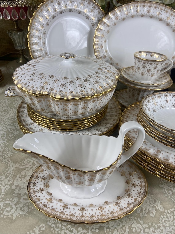 Vintage Spode Fleur De Lys Gold Dinner Set - Etsy