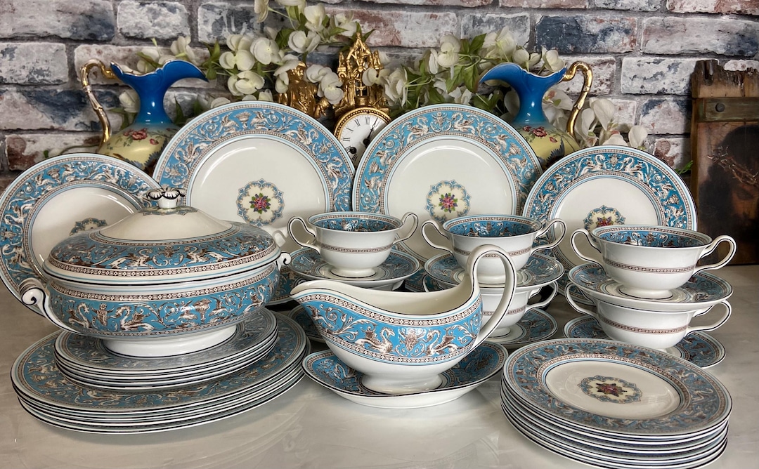 Very Rare Vintage Wedgwood Florentine Turquoise Dinner Set - Etsy