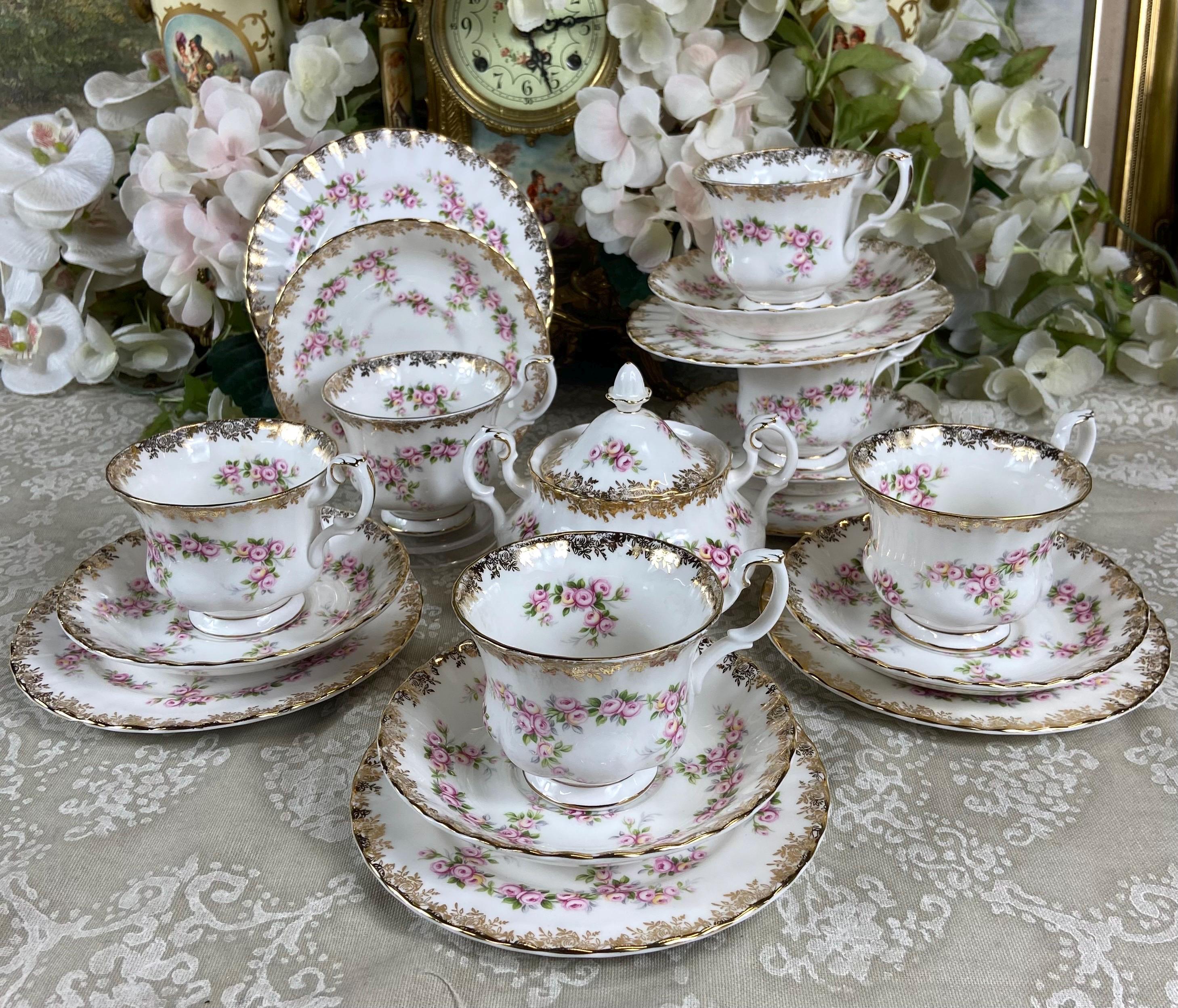 ロイヤルアルバート　  DIMITY ROSE セット Original Royal Albert Dimity Rose Set Made in England 1969