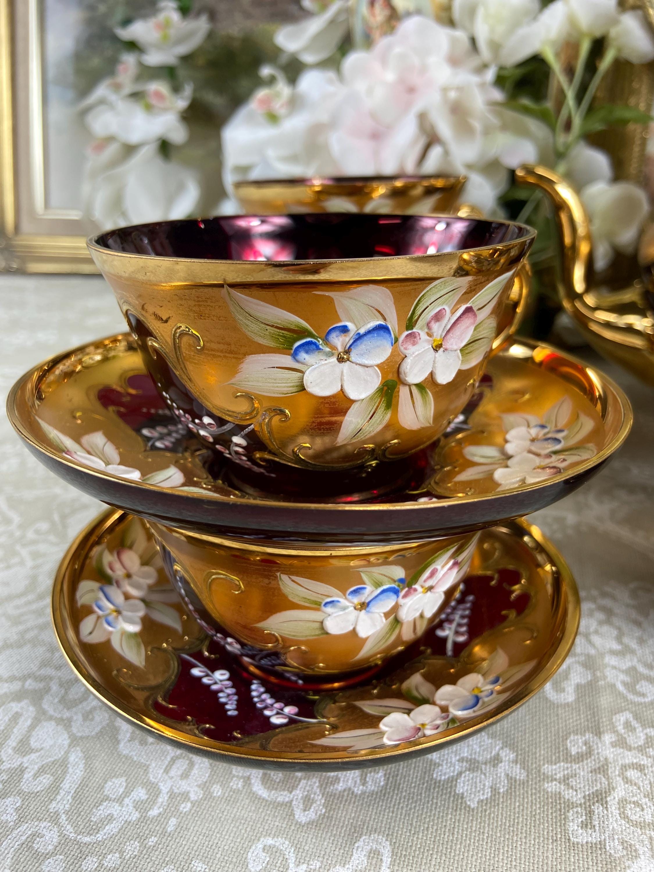 エナメル 金彩 ヴェネチアングラス MURANO 1950s ヴィンテージ エナメル 金彩 ヴェネチアングラス MURANO 1950s ヴィンテージ