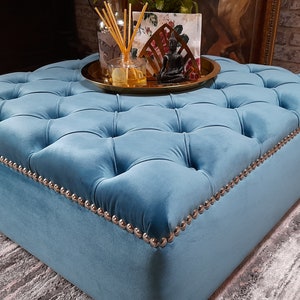 Handmade Deep Buttoned Footstool /Coffee table
