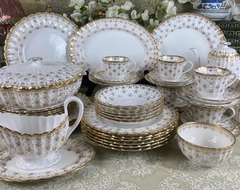 Vintage Spode Fleur De Lys Gold Dinner Set - Etsy
