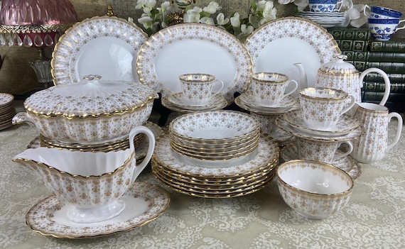 Vintage Spode Fleur De Lys Gold Dinner Set - Etsy
