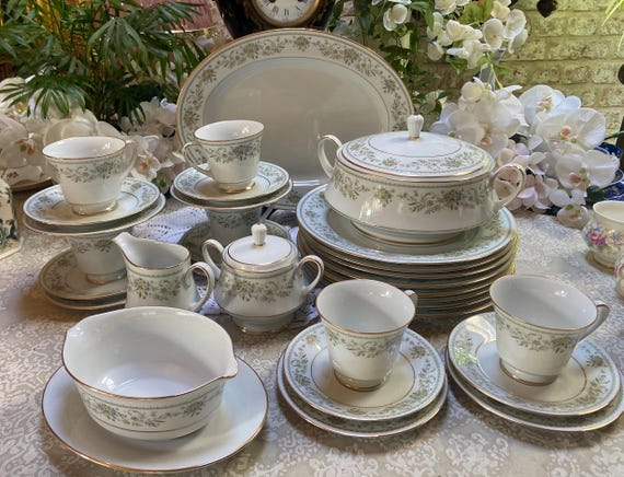 Vintage Noritake “green Hill “ Dinner Set - Etsy