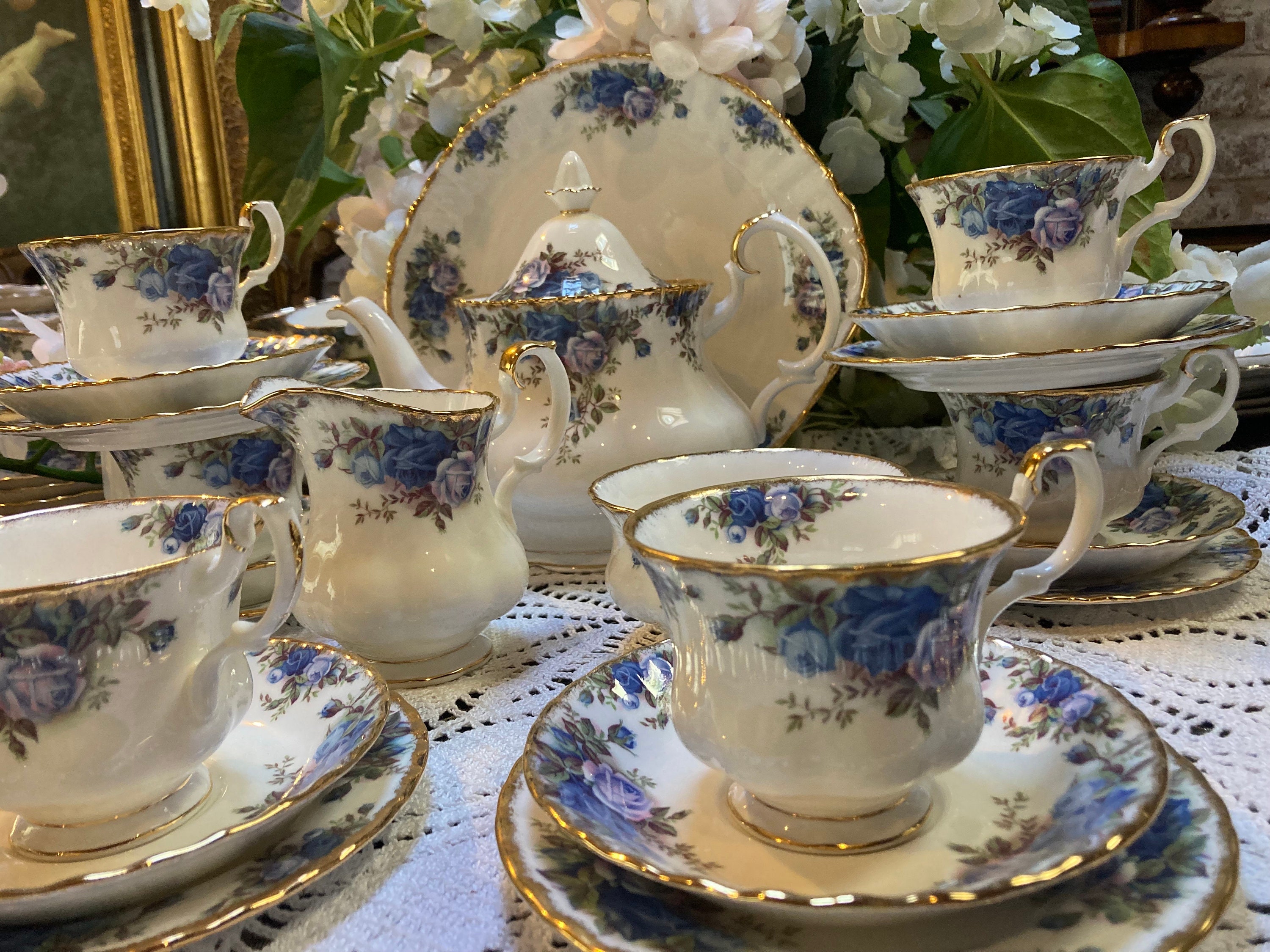 Moonlight Tea Set Royal Albert “moonlight Roses “ Tea Set - Etsy