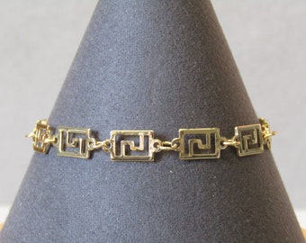 Greek Key Gold Plated Bracelet.