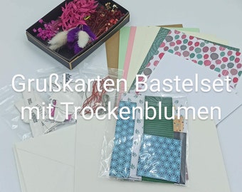 Grußkarten Bastelset mit Trockenblumen