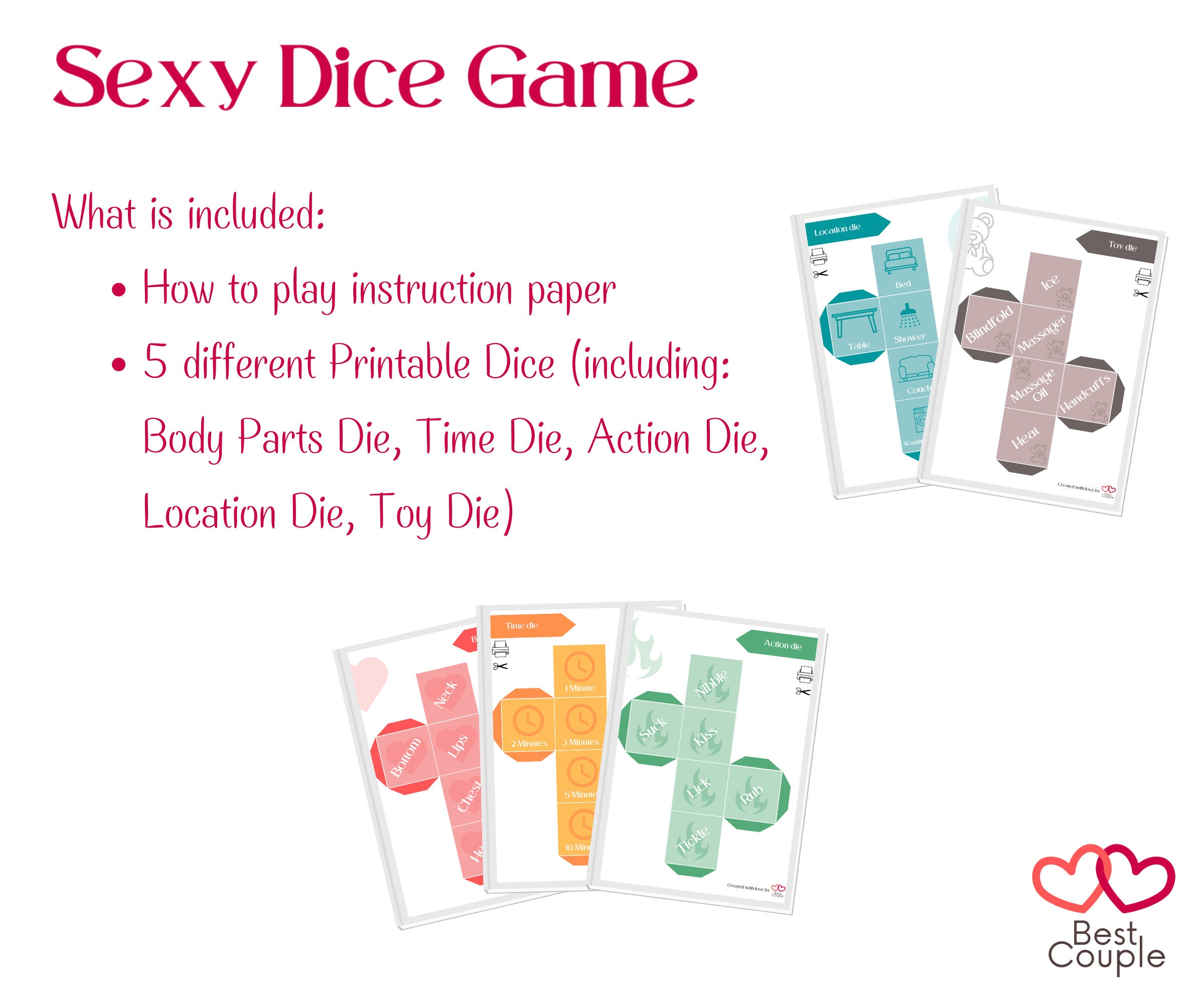 Sexy Dice Printable Sex Game for Adults, Naughty Game for Couples ...