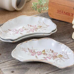 Crescent &quot;Bone&quot; Dishes- pink flowers