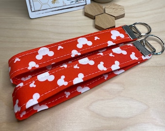 Mouse Ears Fabric Keychain Wristlet, Disney Gift