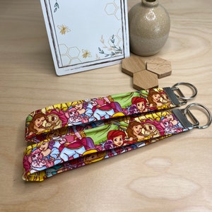Princess and Ponies Key Fobs, Keychains, Wristlet, Fabric Keychain, Mother&#39;s Day Gift, Birthday Present, Gift for her