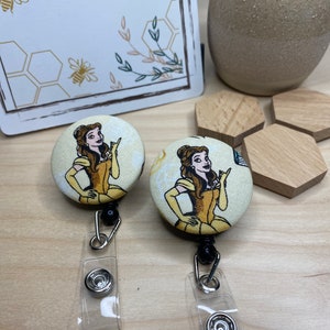 Belle Fabric Badge Reel: Teacher Nurse ID Clip