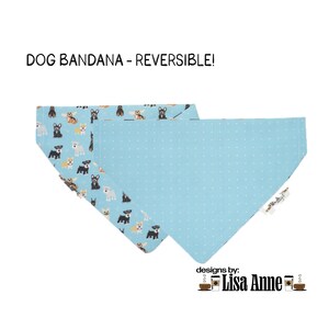Reversible, Dog Bandana, Over-the-Collar, Mini Schnauzer, Doberman, Basset Hound, Corgi, Frenchie Cute Puppy Gift, Handmade Dog Accessories