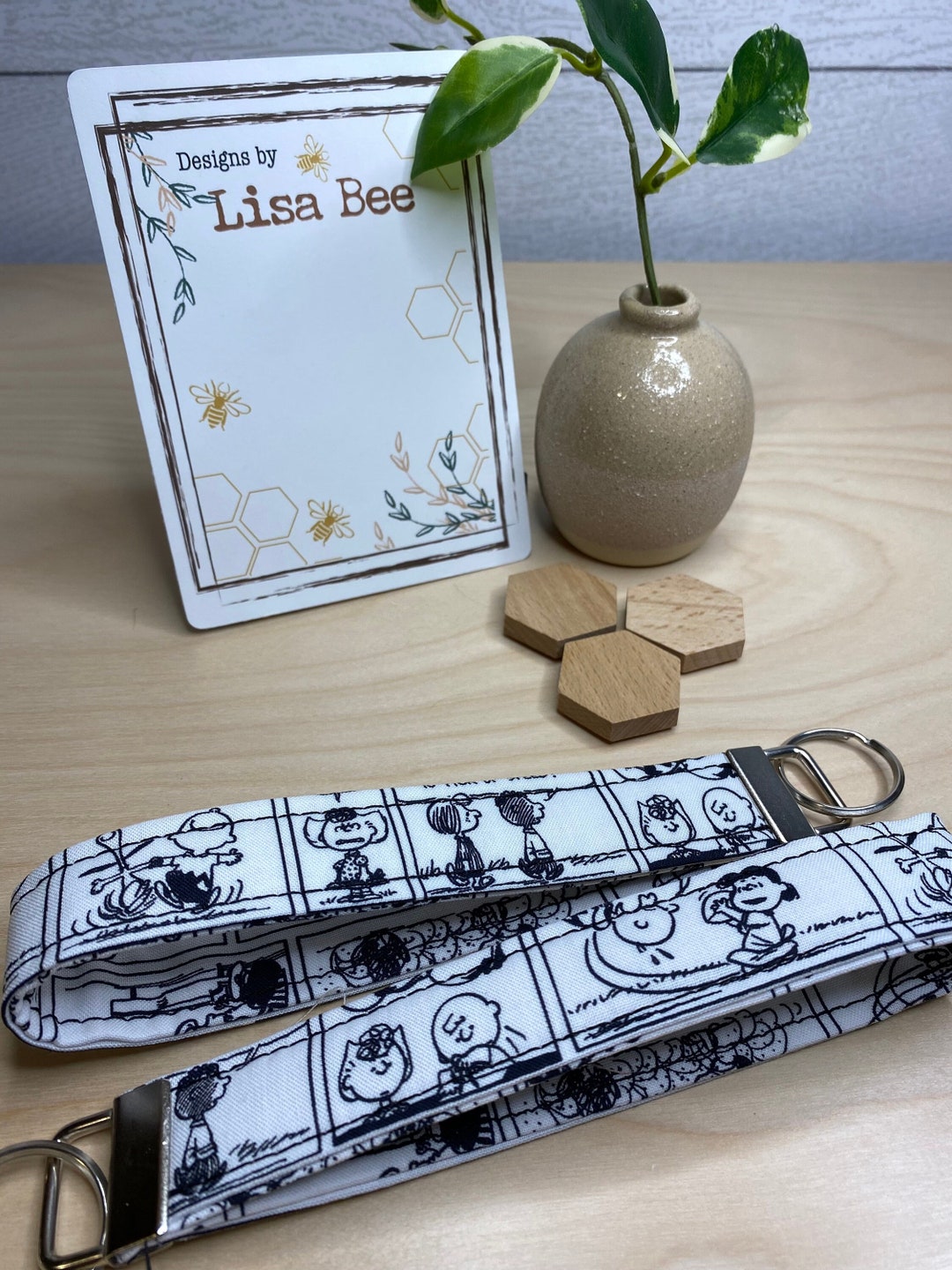 Comic Strip Print Key Fob, Charlie Brown, Snoopy, Lucy, Keychain, Fabric Keychain, Mother's Day