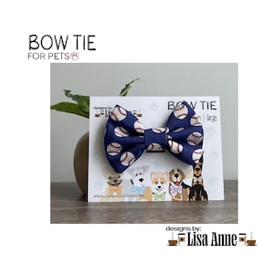 Baseball Dog Bow Tie: Navy Blue Sports Pet Accessory