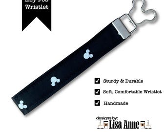 Mickey Mouse Key Fob Wristlet: Cotton Fabric Keychain