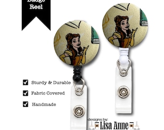 Belle Fabric Badge Reel: Teacher Nurse ID Clip