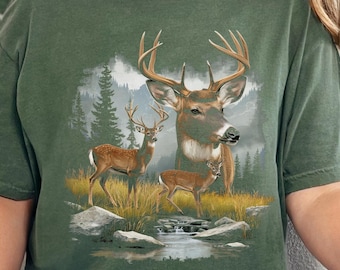 Camiseta vintage estilo gráfico Comfort Colors® dos anos 90, camiseta retrô desbotada com tema de vida selvagem e natureza, moda urbana Y2K, presente para atividades ao ar livre dos anos 2000