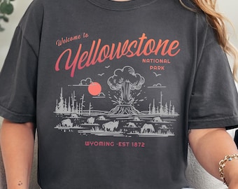 Comfort Colors Yellowstone National Park Vintage T-Shirt, Unisex Tee, Gift for Travelers, Adventure Shirt, Outdoor Apparel, Nature Lover Top