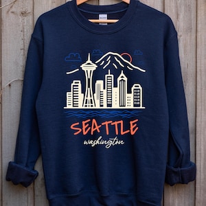 Seattle Skyline Crewneck Sweatshirt - Washington State, PNW Apparel, Gift for Seattle Lovers, Travel Souvenir, Casual Wear, Cityscape Design