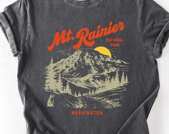 Vintage Mt. Rainier T-Shirt, Comfort Colors Washington State Tee, National Park Gift, PNW Mountain Hiking Shirt, Outdoors Nature Lover