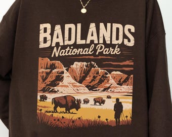 Badlands Nationalpark Sweatshirt | Gemütliche Outdoorbekleidung | Geschenk für Naturliebhaber, Vintage Style Sweatshirt, Reise, Abenteuer Shirt