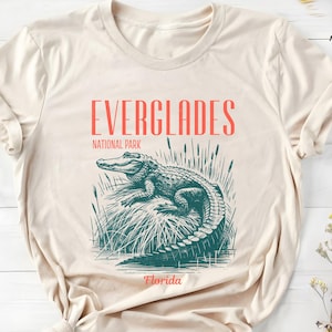 Everglades National Park Tee with Alligator Design, Vintage Florida Graphic Shirt, Nature Lover Gift, Florida Wildlife Apparel, Wildlife Tee