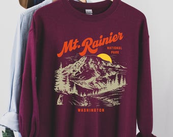 Vintage Mt. Rainier Sweatshirt, PNW Souvenir, Crewneck for Outdoor Lovers, Nature Lover Gift, Travel Souvenir, Pacific Northwest Sweater