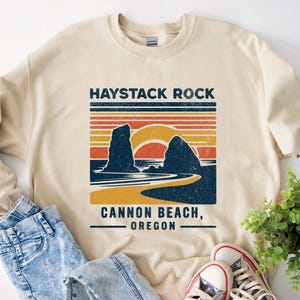 Cannon Beach Haystack Rock Scenic Sweatshirt | Oregon Coast Landscape Sweater | Pacific Northwest Photography Apparel | Ocean Clothing Gift