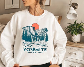 Yosemite National Park Sweatshirt  Vintage-Style Cozy Pullover with Half Dome, El Capitan, and Nature-Inspired Design