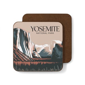 Yosemite National Park Hardboard Coaster Set, Rustic Home Decor, Nature Lover Gift, Travel Souvenir, Eco-Friendly Drink Coaster