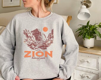 Vintage Zion National Park Sweatshirt Malerischer Canyon Pullover, Gemütlicher Wander Hoodie, Natur inspiriertes Abenteuer Geschenk, Utah, Outdoor Geschenke, Wild