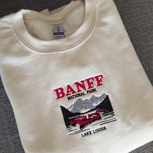 Vintage Style Lake Louise, Banff National Park Embroidered Sweatshirt, Canada Souvenir, Travel Souvenir, Embroidery Crewneck