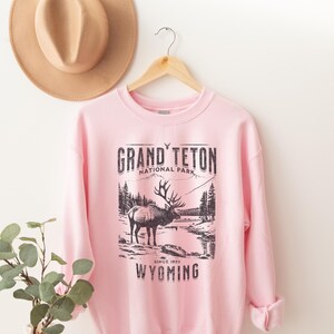 Grand Teton nationalpark-tröja, vintagevandring, grizzlybjörn, bergsbefolkningens Wyoming-berg, present till roadtrip, unisex bild 6