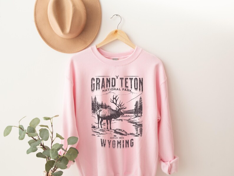 Grand Teton nationalpark-tröja, vintagevandring, grizzlybjörn, bergsbefolkningens Wyoming-berg, present till roadtrip, unisex bild 6