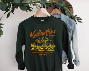 Yellowstone National Park Sweatshirt, Travel Gift, Nature Lover Apparel, Vintage Outdoor Style, Unisex Crewneck, Everyday Comfort
