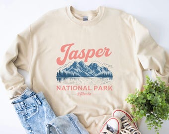 Vintage Jasper National Park Sweatshirt Cozy Canadian Rockies Crewneck for Outdoor Adventurers & Nature Enthusiasts Bestseller Unisex Gifts