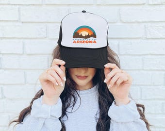 Retro nätkeps med utsikt över Monument Valley, unisex truckerkeps, souvenir från Arizona, utomhusäventyrsutrustning, festivaltillbehör, avslappnad stil